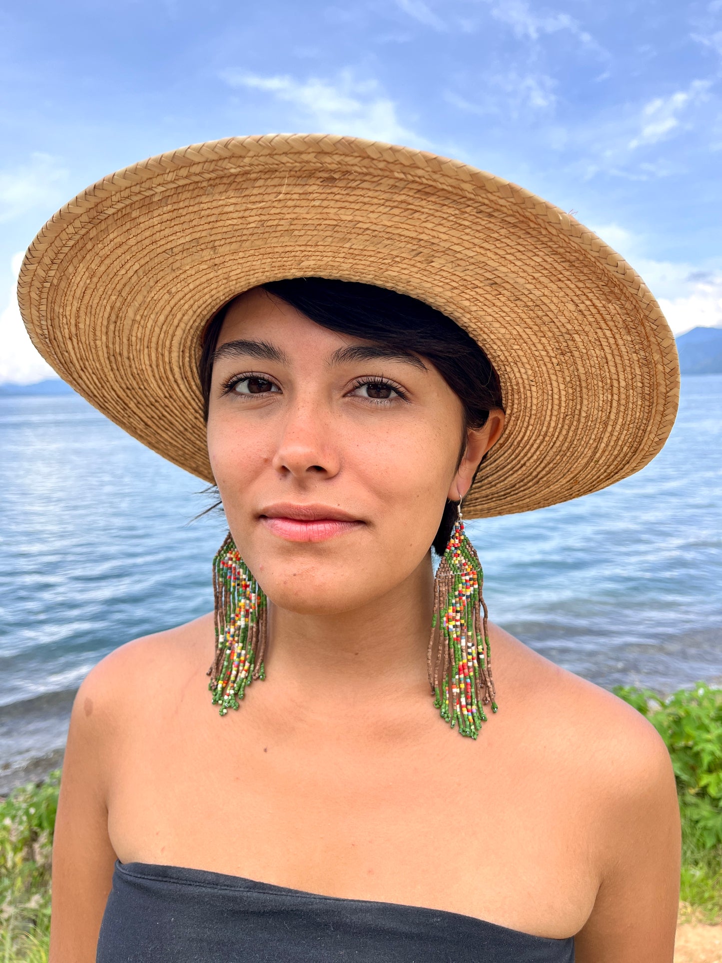 Beaded Fringe Earrings in Boho Zig Zag Design