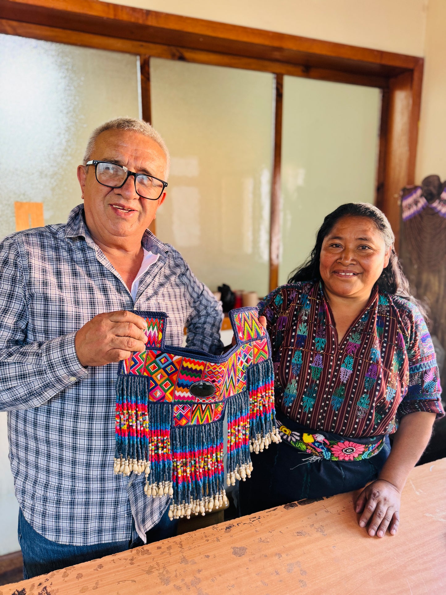 One-of-a-kind, Handmade Poncho with Authentic Guatemalan Jade & Rare Aguacatán Mayan Textile - Celestial Tapestry