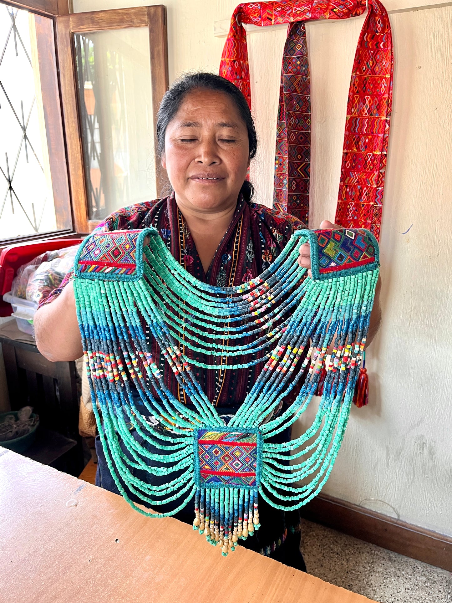 Body Jewelry with Beaded Chains - "Warrior", Turquesita