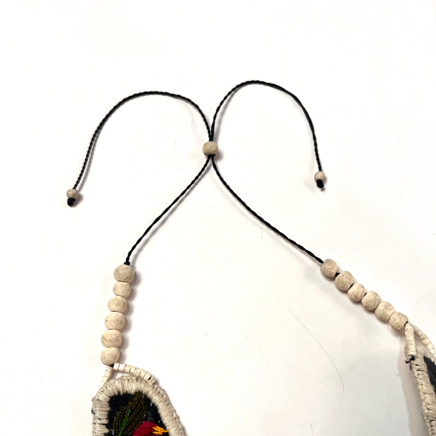 Embroidered Bib Collars with Fringes, Adjustable - "Birds of Santiago"