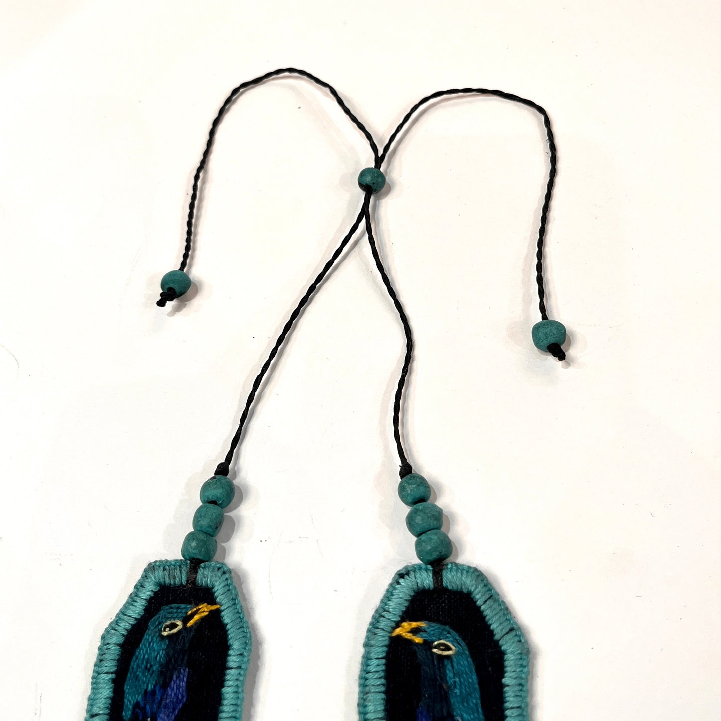 Two-piece Textile Necklaces, Adjustable - "Birds of Santiago", Vibrants