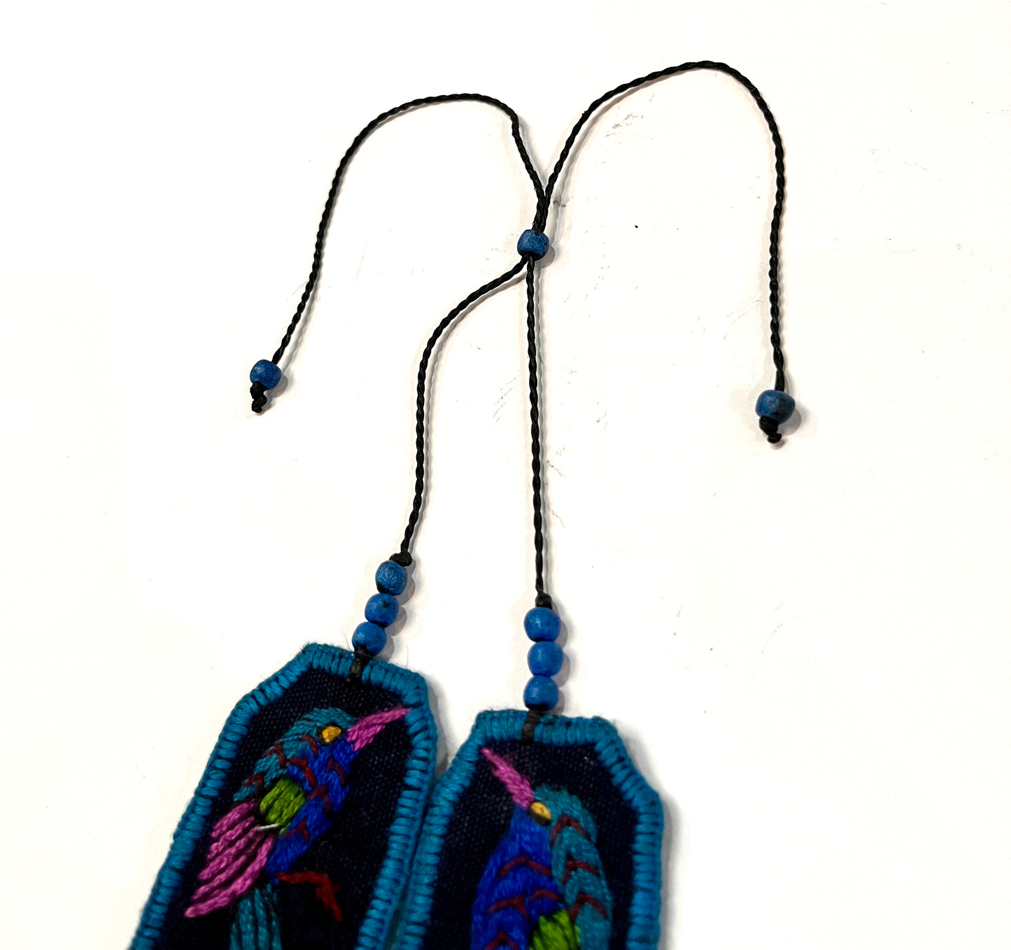 Two-piece Textile Necklaces, Adjustable - "Birds of Santiago", Vibrants