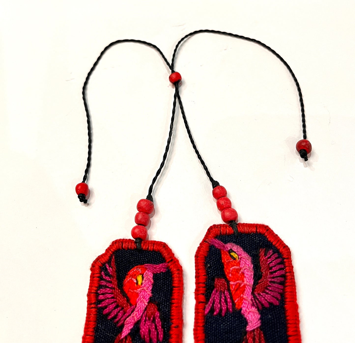 Two-piece Textile Necklaces, Adjustable - "Birds of Santiago", Vibrants