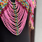 Textile Chest Piece with Chains, Fringes, and Jade - "Barbie"