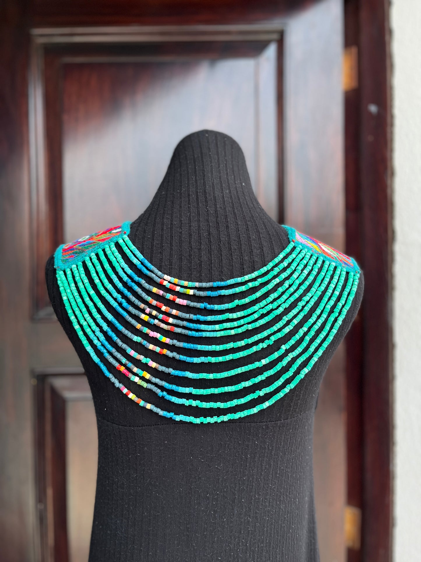 Body Jewelry with Beaded Chains - "Warrior", Turquesita