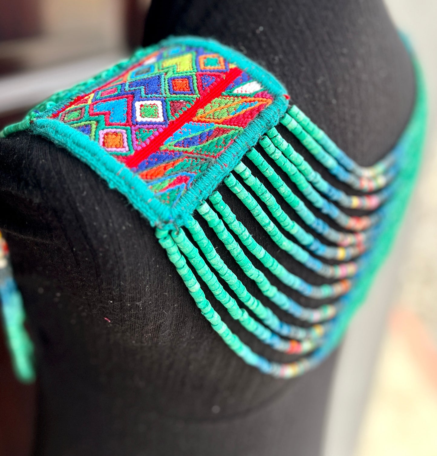Body Jewelry with Beaded Chains - "Warrior", Turquesita