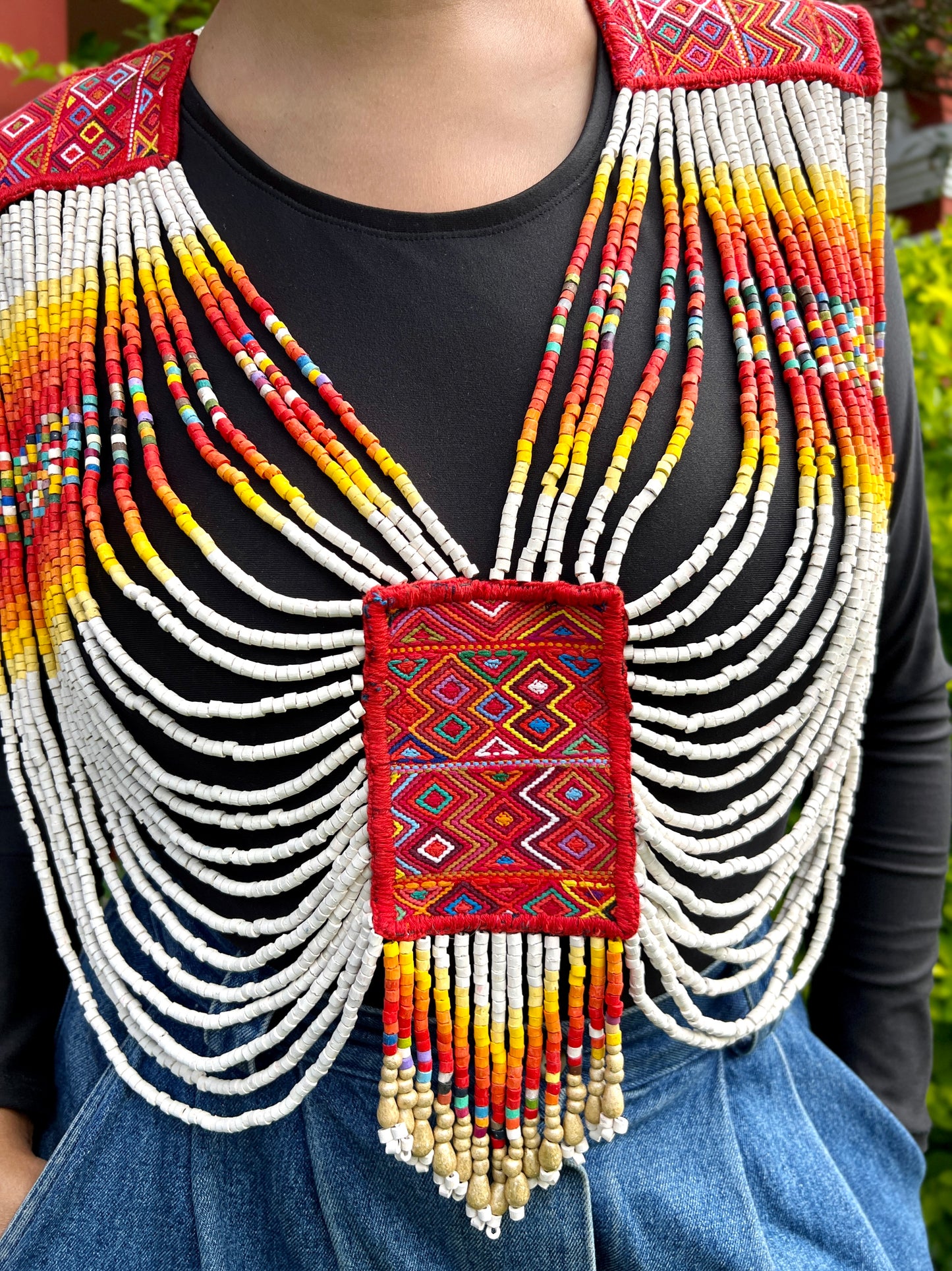 Body Jewelry with Beaded Chains - "Warrior", Misty Sunset