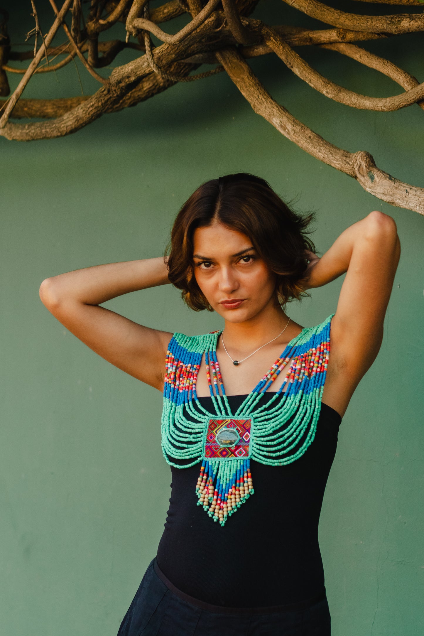 Ceremonial Body Jewelry Ethically Made for Festivals & Energetic Alignment – Warrior Goddess, Balance Esmeralda