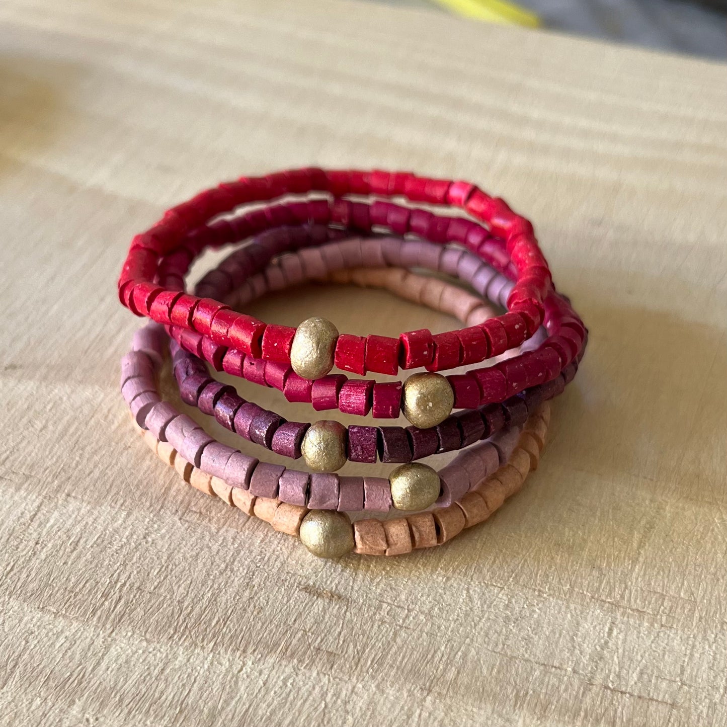 Clay beaded bracelets, elastic - "Solidarity Pack"
