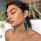 Ceramic-beaded, Fringe Earrings - Slim Tikal Spot