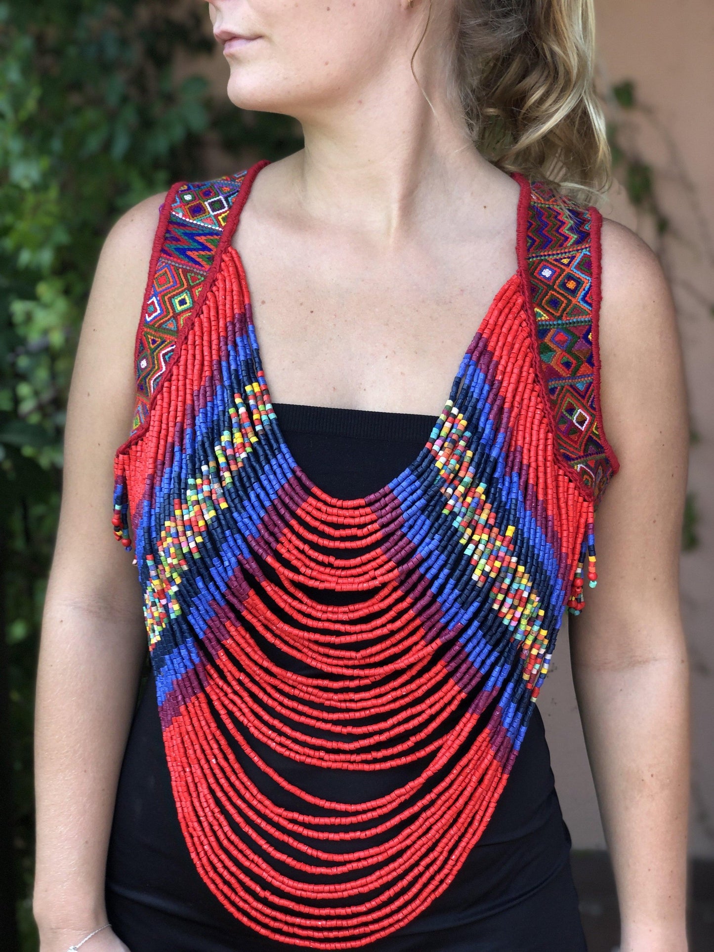 Beaded Vest with Traditional Textile - "Imperial"