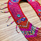 Ceremonial Mola Textile Necklace with Jade & Handmade Ceramic Beads, Red ceremony