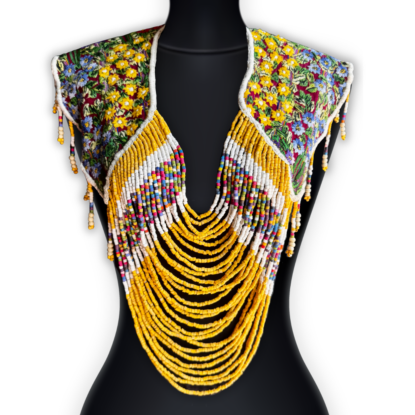 Shoulder Cape with Beads - Huipil Capa, Antique Yellow