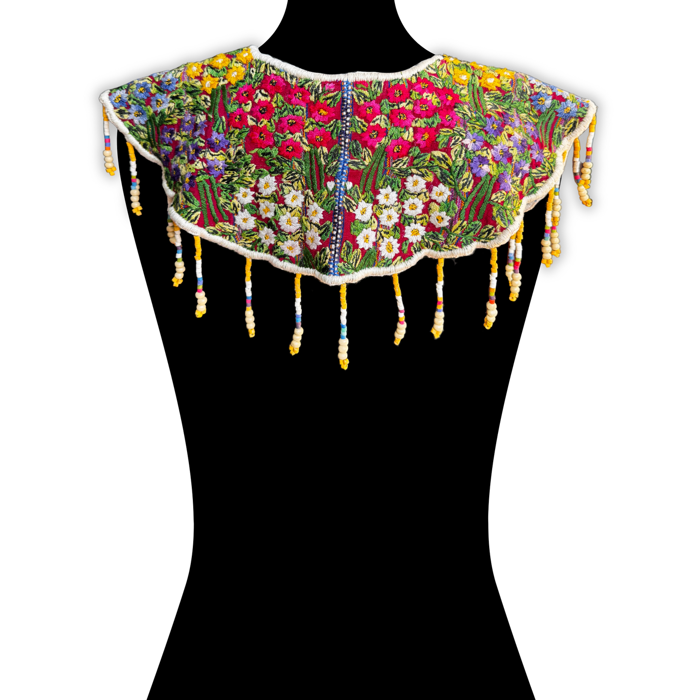 Shoulder Cape with Beads - Huipil Capa, Antique Yellow