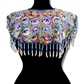 Textile Cape with Beaded Body Chains - "Huipil Capa", Purple Flora