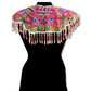 Textile Cape with Beaded Body Chains - "Huipil Capa", Floral