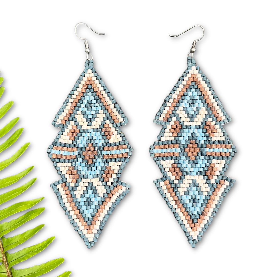 Lightweight Woven Earrings - Tribal Triangles