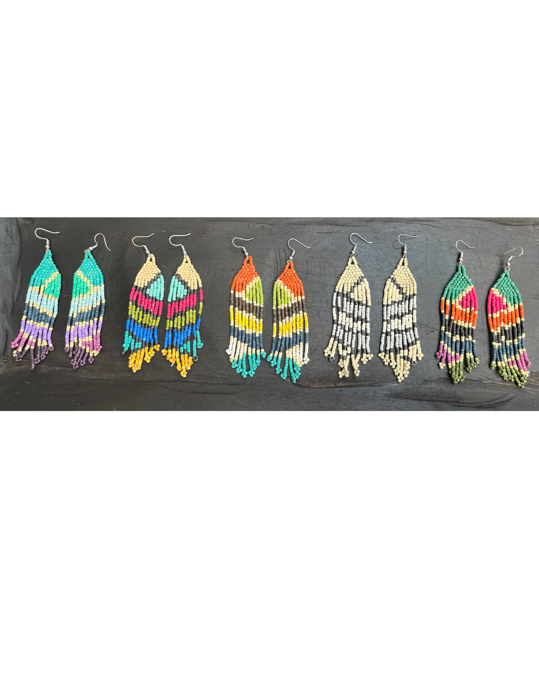 Ultra Lightweight Beaded Earrings in Picasso Inspired Design