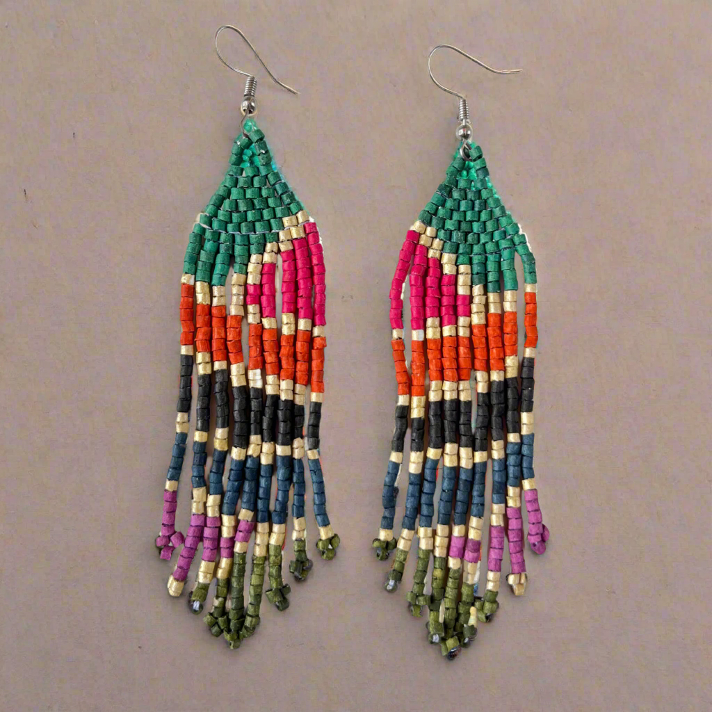 Ultra Lightweight Beaded Earrings in Picasso Inspired Design
