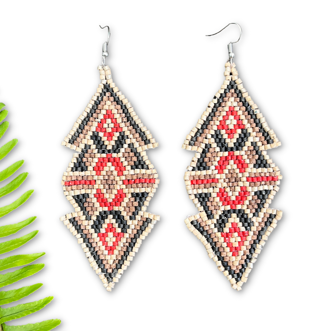Woven Earrings in Natural Stone Boho Chic Design