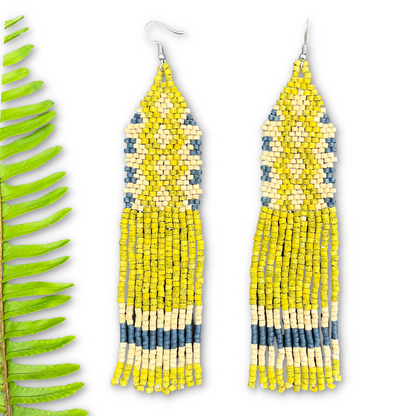 Ceramic Beaded Earrings with Woven Details