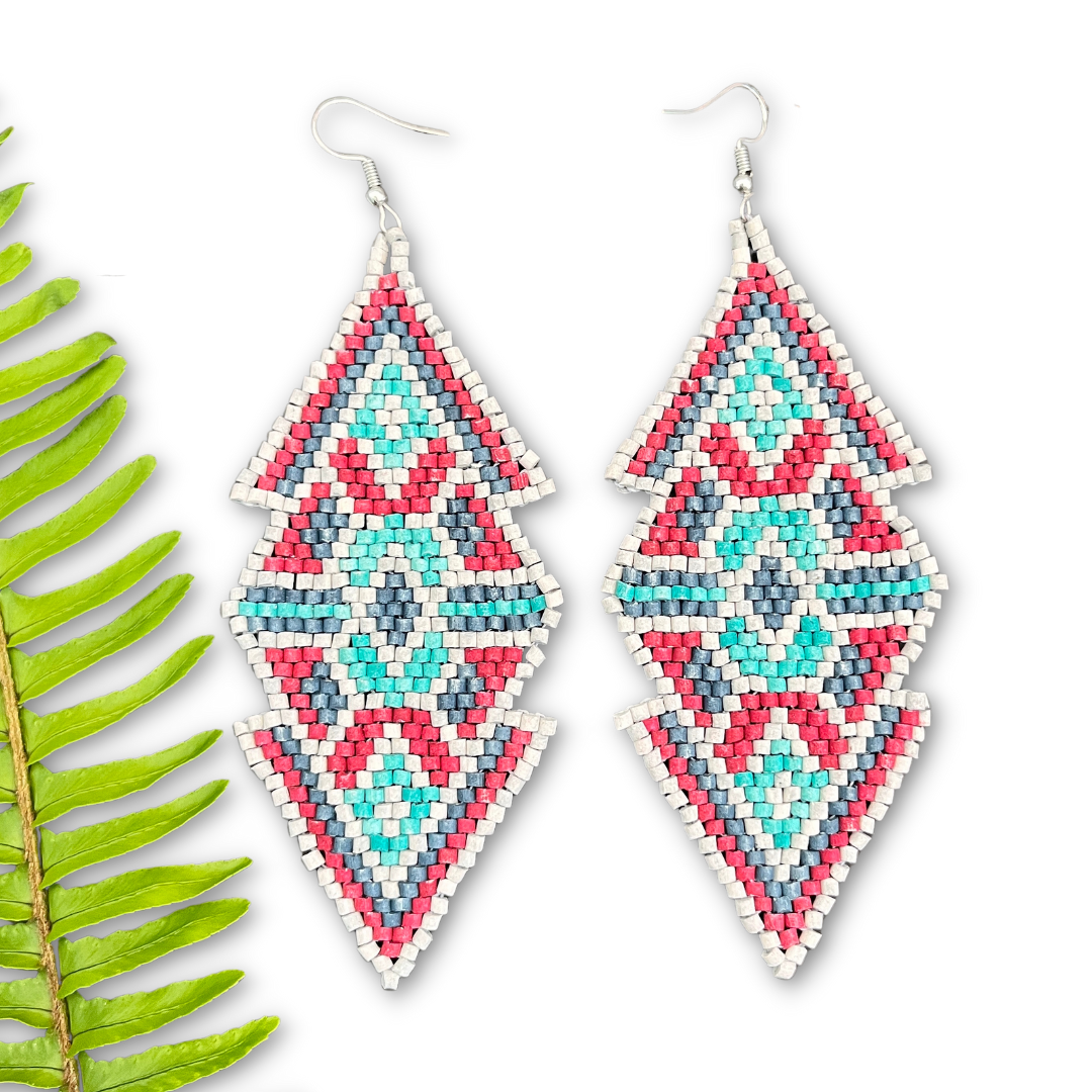 Woven Earrings in Natural Stone Boho Chic Design