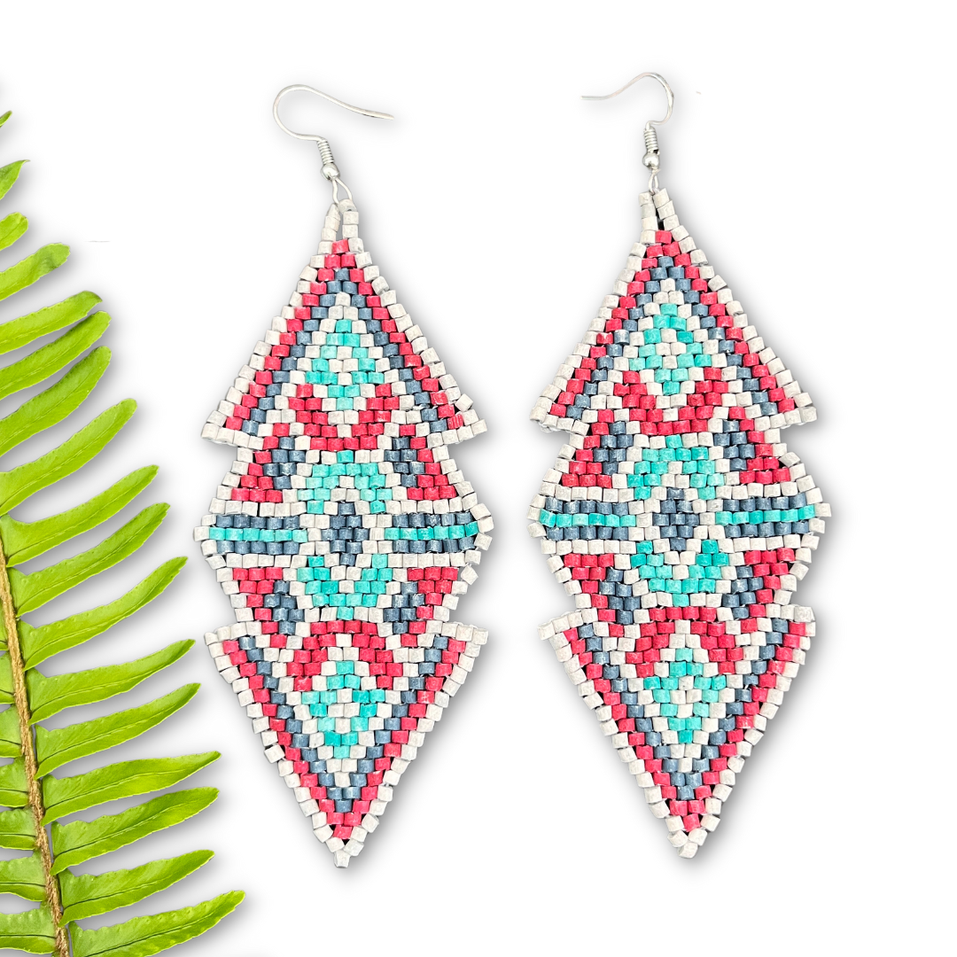 Lightweight Woven Earrings - Tribal Triangles