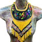 Embroidered Bib Collars with Fringes, Adjustable - "Birds of Santiago"