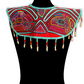 Ceremonial Mola Textile Necklace with Jade & Handmade Ceramic Beads, Turquesa