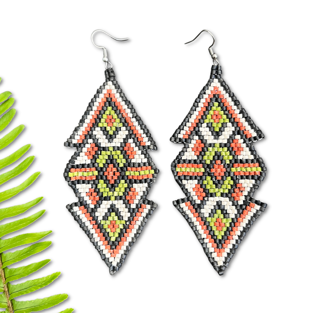 Lightweight Woven Earrings - Tribal Triangles