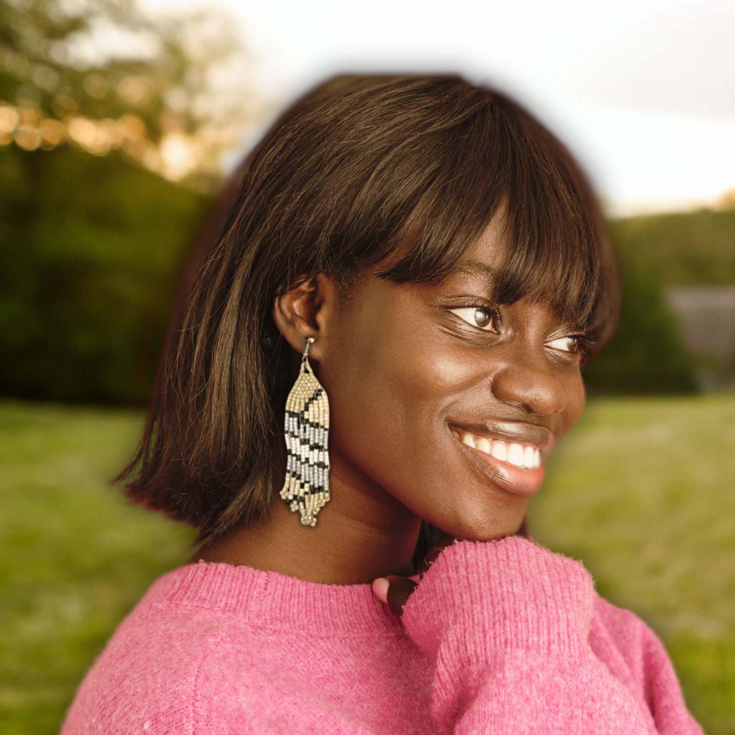 Ultra Lightweight Beaded Earrings in Picasso Inspired Design