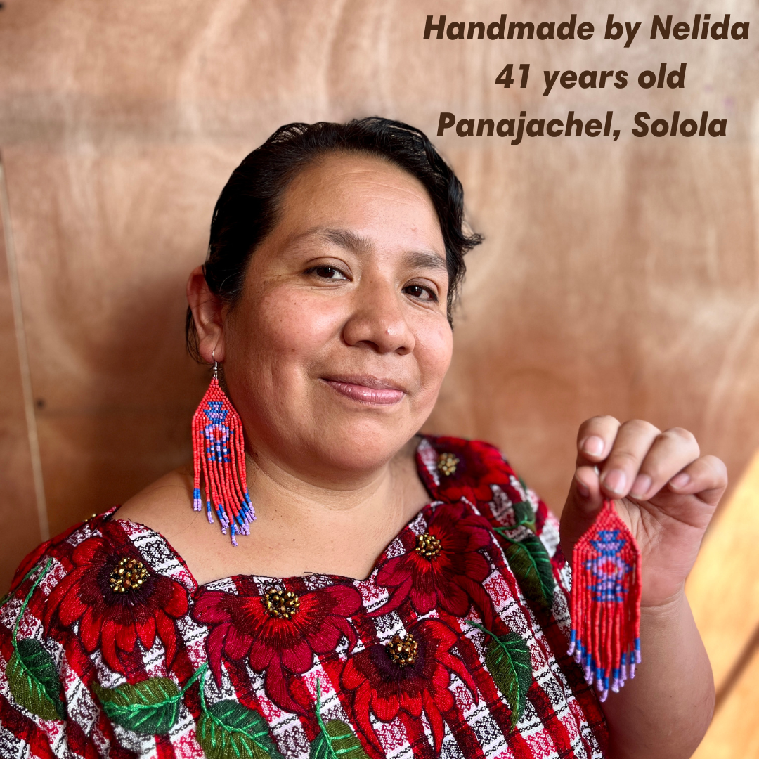 Beaded Fringe Earrings with Geoemetric Symbols