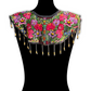 Shoulder Cape with Beads - Huipil Capa, Midnight Bloom