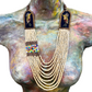 Two-piece Textile Necklaces, Adjustable - "Birds of Santiago", Neutrals