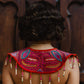 Ceremonial Mola Textile Necklace with Jade & Handmade Ceramic Beads, Red ceremony