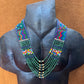 Adjustable Guatemalan Ceremonial Textile Necklace with Jade & Ceramic Beads, seaweed green