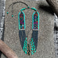 Adjustable Guatemalan Ceremonial Textile Necklace with Jade & Ceramic Beads, ocean shades