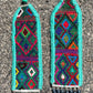 Adjustable Guatemalan Ceremonial Textile Necklace with Jade & Ceramic Beads, ocean shades