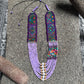 Adjustable Guatemalan Ceremonial Textile Necklace with Lavender Jade & Ceramic Beads, pastel purple