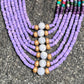 Adjustable Guatemalan Ceremonial Textile Necklace with Lavender Jade & Ceramic Beads, pastel purple