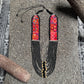 Adjustable Guatemalan Ceremonial Textile Necklace with Jade & Ceramic Beads, black