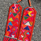 Adjustable Guatemalan Ceremonial Textile Necklace with Jade & Ceramic Beads, red and yellow