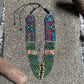 Adjustable Guatemalan Ceremonial Textile Necklace with Jade & Ceramic Beads, seaweed green