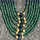 Adjustable Guatemalan Ceremonial Textile Necklace with Jade & Ceramic Beads, seaweed green