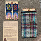 Handmade Beaded Earrings with Ceremonial Textile from Aguacatán and Clay Bead Drops, navy square