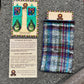 Handmade Beaded Earrings with Ceremonial Textile from Aguacatán and Clay Bead Drops, turquoise square