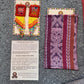 Handmade Statement Earrings with Aguacatán Textile & Graduated Clay Bead Fringe, burnt orange square
