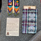 Guatemalan Mayan Textile Statement Earrings with Handmade Clay Beads, dark blue zigzag
