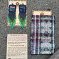 Guatemalan Mayan Textile Statement Earrings with Handmade Clay Beads, navy square
