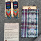 Guatemalan Mayan Textile Statement Earrings with Handmade Clay Beads, dark blue rectangle